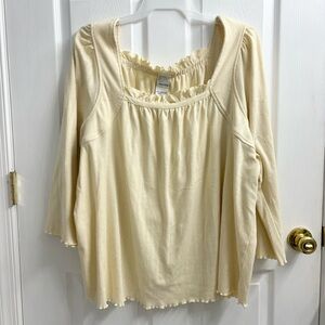 Vintage Women’s 3X Blouse Cream Cottagecore Dainty Feminine Textured Prairie